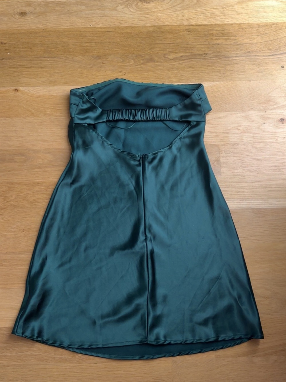 Altar'd State Strapless Satin Dress in Forest Green - Picture 2 of 2
